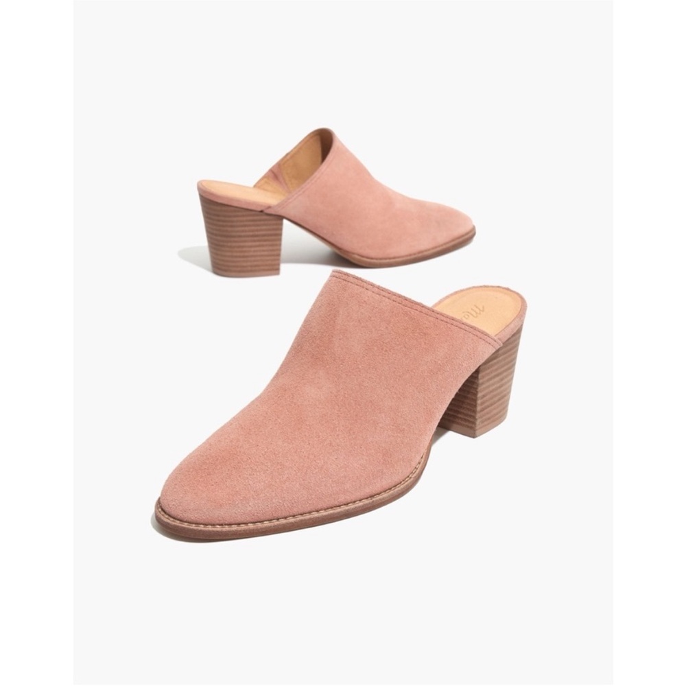 Madewell pink suede Harper mules
